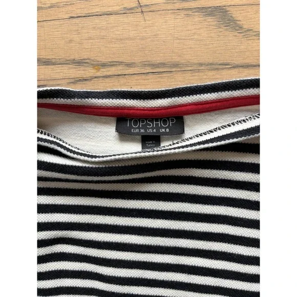 Topshop Women's Black White Striped Dress Long Sleeved size 4 - Picture 3 of 4